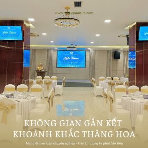 Hội trường tổ chức Gala Dinner tại Khách sạn Mai Vy Tây Ninh với không gian sang trọng, sức chứa 250 khách.